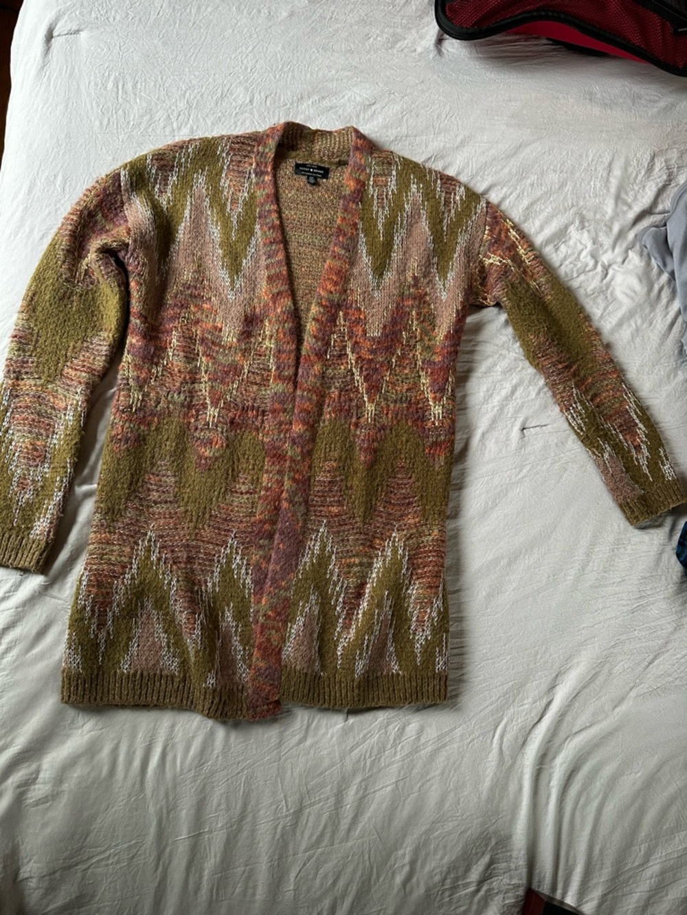 Long Open-Front Women's Cardigan Sweater - Multicolor Olive